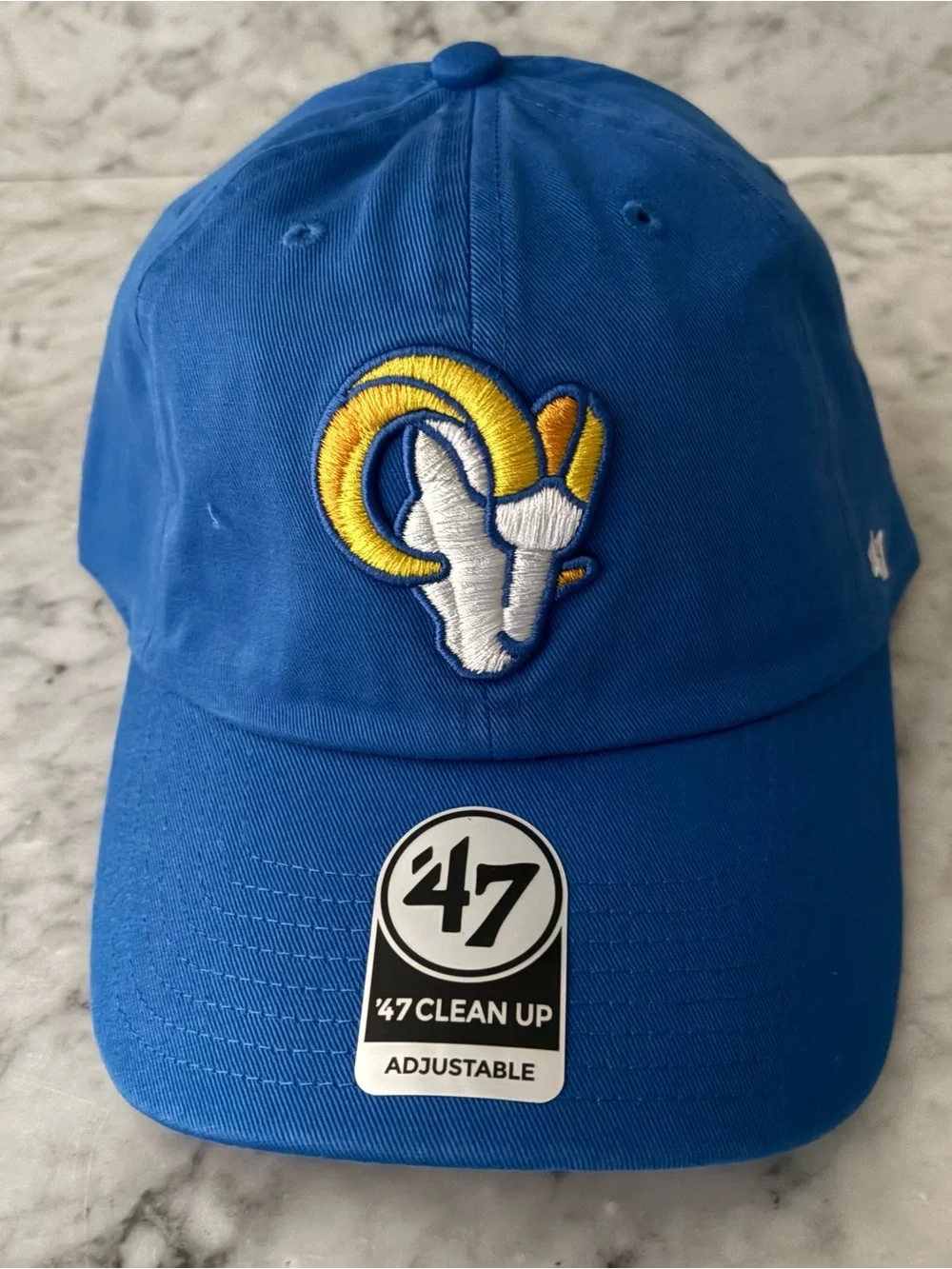 47 Brand Los Angeles Rams Clean Up Blue Adjustable Strap Hat NFL Alternate Logo